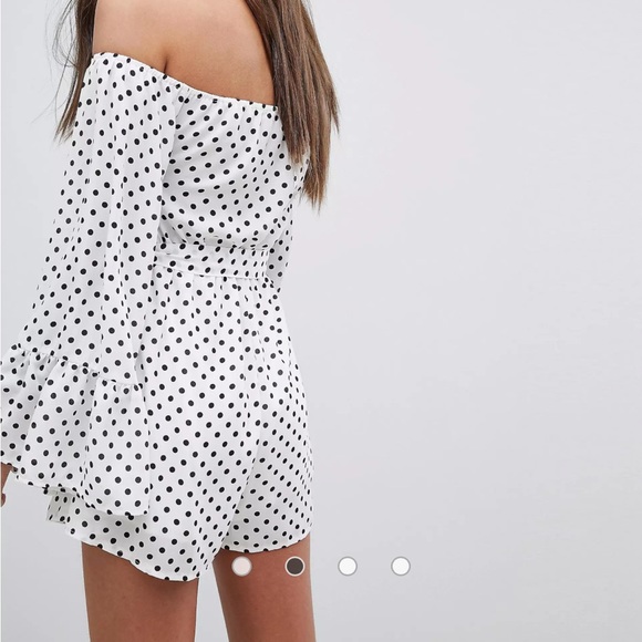Missguided exclusive polka dot bardot romper - Picture 2 of 5